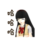 Black Hair Bangs JK Girl（個別スタンプ：20）