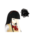 Black Hair Bangs JK Girl（個別スタンプ：26）