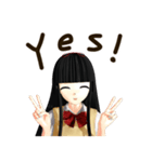 Black Hair Bangs JK Girl（個別スタンプ：36）