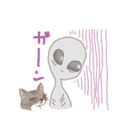 宇宙人と地球人と猫の日常（個別スタンプ：18）