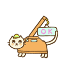 白猫クレーン車（個別スタンプ：2）