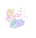 パステルカラーの人魚姫とイルカ（個別スタンプ：1）