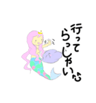 パステルカラーの人魚姫とイルカ（個別スタンプ：14）
