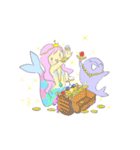 パステルカラーの人魚姫とイルカ（個別スタンプ：23）