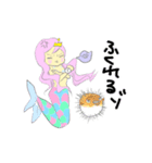 パステルカラーの人魚姫とイルカ（個別スタンプ：25）