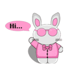 The pink rabbit is friendly（個別スタンプ：1）