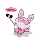 The pink rabbit is friendly（個別スタンプ：29）