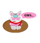 The pink rabbit is friendly（個別スタンプ：30）