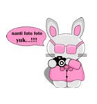 The pink rabbit is friendly（個別スタンプ：34）