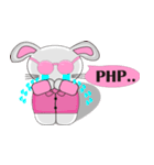 The pink rabbit is friendly（個別スタンプ：38）