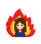 girl with cat（個別スタンプ：5）