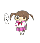 女の子と変な生き物たち（個別スタンプ：3）