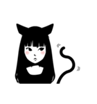 Black cat Cute Girl（個別スタンプ：35）