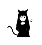Black cat Cute Girl（個別スタンプ：36）