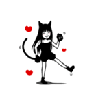 Black cat Cute Girl（個別スタンプ：37）