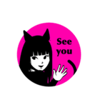 Black cat Cute Girl（個別スタンプ：40）