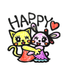 おちゃめなネコ＆ウサギ（個別スタンプ：1）