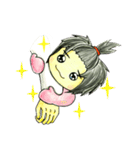 I'm ponytail girl , I'm two years old.（個別スタンプ：33）