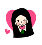 Black Long Hair girl（個別スタンプ：10）