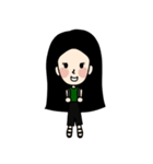 Black Long Hair girl（個別スタンプ：11）