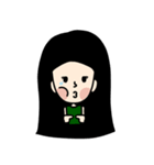 Black Long Hair girl（個別スタンプ：12）