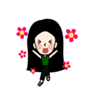 Black Long Hair girl（個別スタンプ：26）
