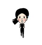Black Long Hair girl（個別スタンプ：30）