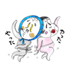 おかめ、ひょっとこ、きつねさん（個別スタンプ：1）