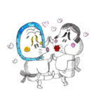 おかめ、ひょっとこ、きつねさん（個別スタンプ：4）