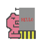 8-bit pixel 電柱から覗く動物（個別スタンプ：1）