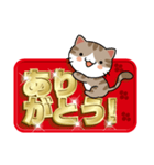 金文字にネコとヒヨコ（個別スタンプ：5）