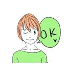 ショートカットな女子（個別スタンプ：2）