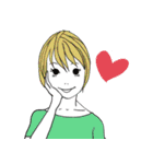 ショートカットな女子（個別スタンプ：7）