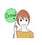 ショートカットな女子（個別スタンプ：37）