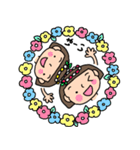 おかっぱちゃんの双子コーデ（個別スタンプ：4）