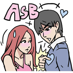 [LINEスタンプ] AsB - 8/4 Comic Girls ＆ Playful Boys！