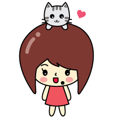 [LINEスタンプ] Cute girl and cat