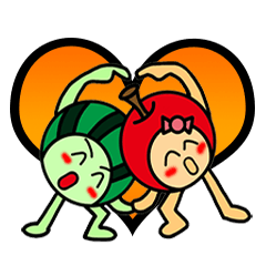 [LINEスタンプ] Watermelon guy ＆ Apple Lady-Dating