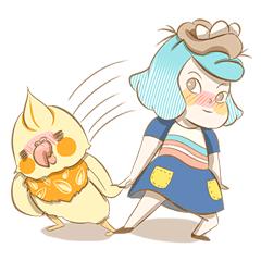 [LINEスタンプ] Bird eggs girl with bird