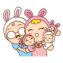 [LINEスタンプ] Home Sweet Home - Lovely dad ＆ mom bunny