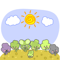 [LINEスタンプ] The Lucky Grass Family(English)