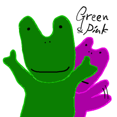 [LINEスタンプ] 緑の子とピンクの子