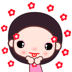 [LINEスタンプ] the red flower girlの画像（メイン）