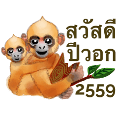 [LINEスタンプ] Happy Monkey Year 2016