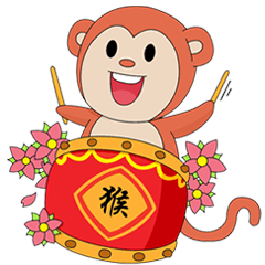 [LINEスタンプ] Monkey in Chinese New Year-Red Monkeyの画像（メイン）