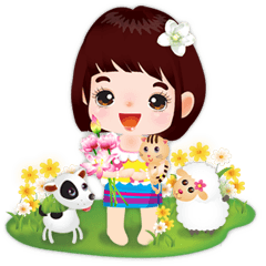 [LINEスタンプ] NOKwheed : Happy little Asian child.