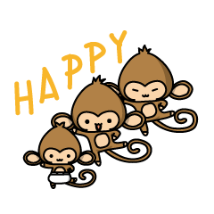[LINEスタンプ] Happy monkeys