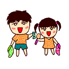 [LINEスタンプ] Cute brother Yo-yo ＆ sister Ling-ling