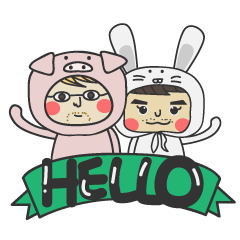 [LINEスタンプ] The Rabbit and Piggy 