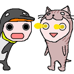 [LINEスタンプ] ペンギンとネコと忍者とレーザービームと桜の画像（メイン）